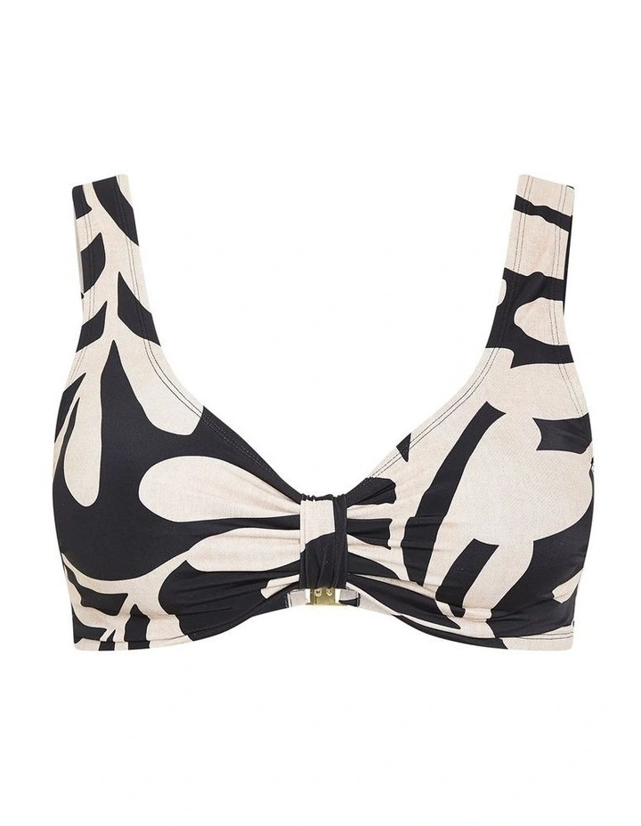 Plus Size Taranto Print Underwire Bikini Top in black taranto print image 3