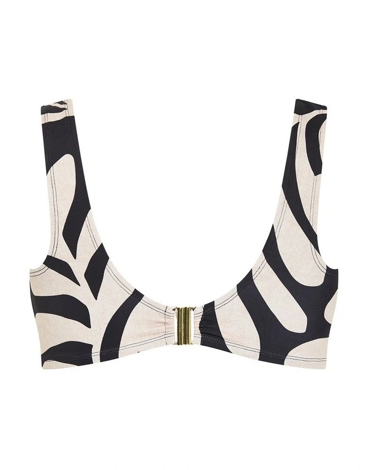 Plus Size Taranto Print Underwire Bikini Top in black taranto print image 4