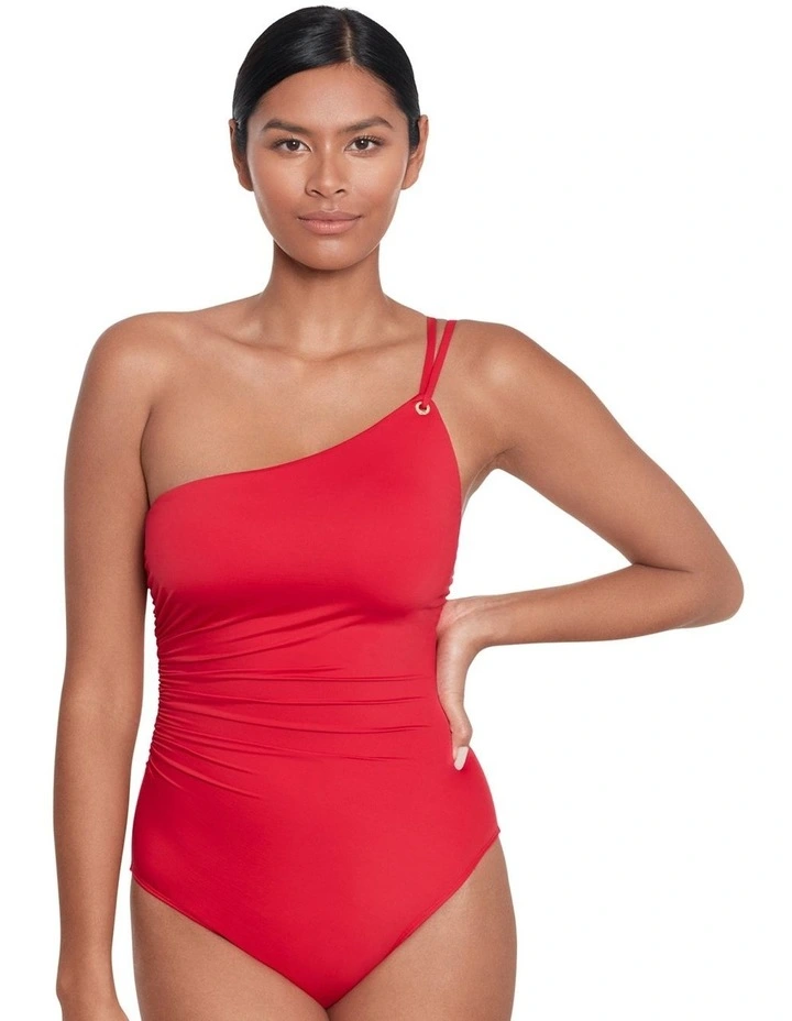 Double Strap Padded One-Shoulder One-Piece Swimsuit image 1