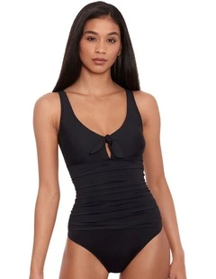 Beach Club Solids Tie Front Underwired One Piece Swimsuit