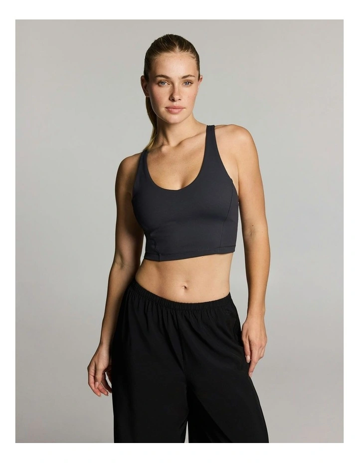 V Neck Low Impact Longline Sports Bra Dark Grey image 1