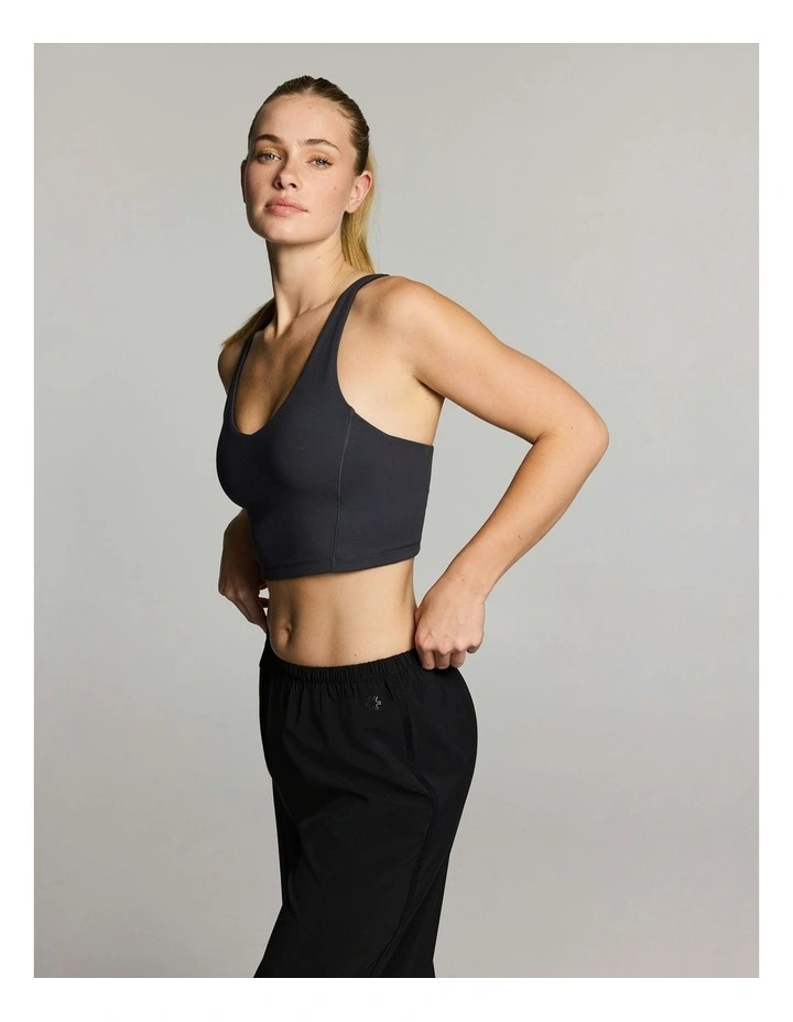 V Neck Low Impact Longline Sports Bra Dark Grey image 2