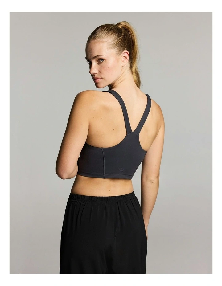 V Neck Low Impact Longline Sports Bra Dark Grey image 3