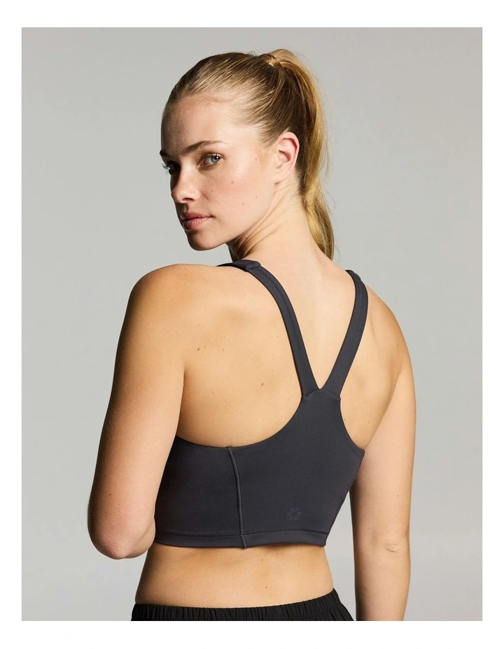 V Neck Low Impact Longline Sports Bra Dark Grey image 4