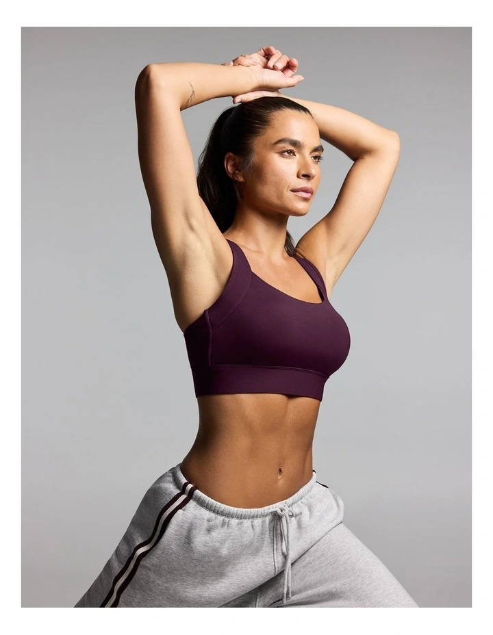 Layered High Impact Sports Bra Cherry Cola image 3