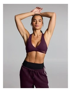 Wrap Front Low Impact Sports Bra Cherry Cola