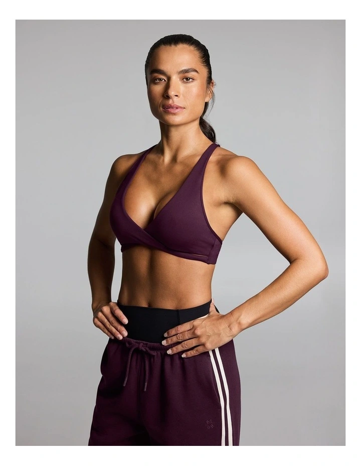 Wrap Front Low Impact Sports Bra Cherry Cola image 3