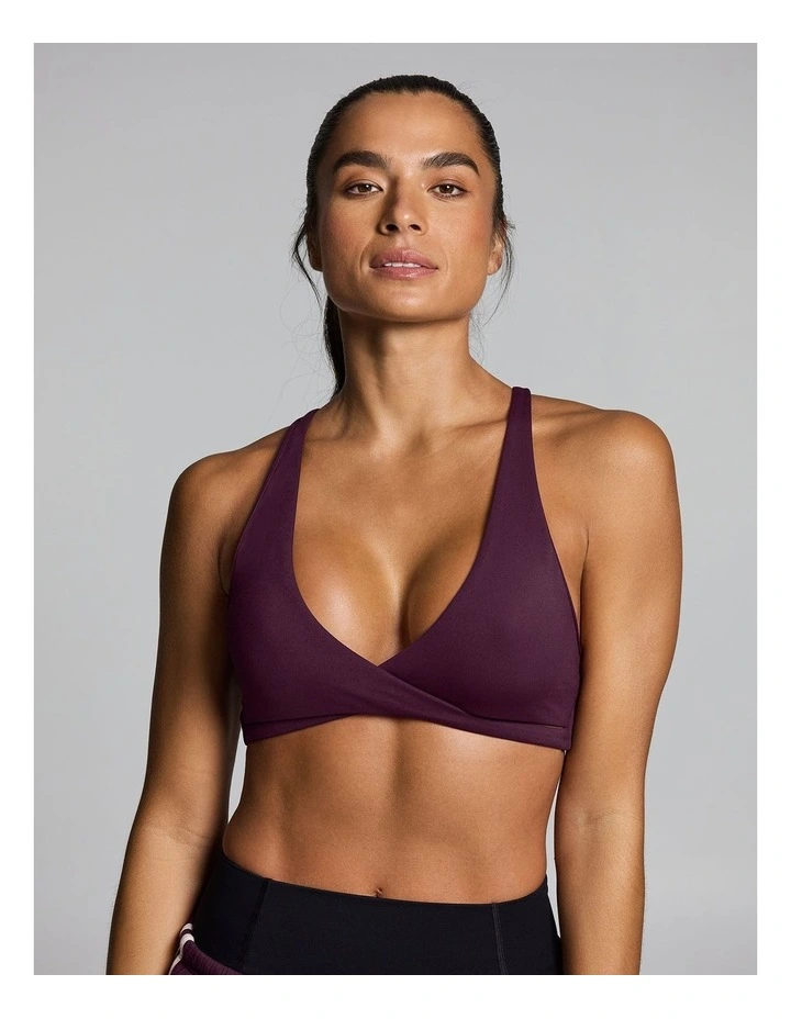 Wrap Front Low Impact Sports Bra Cherry Cola image 4