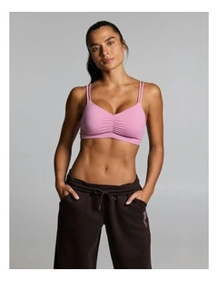 Rouched Medium Impact Sports Bra Dusty Pink