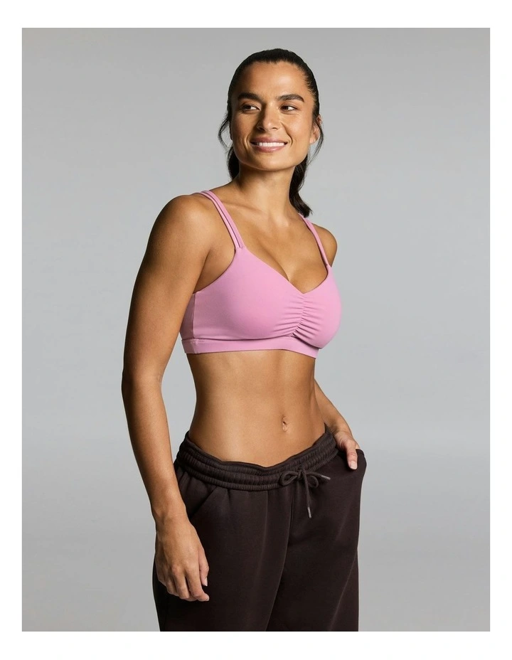Rouched Medium Impact Sports Bra Dusty Pink image 2
