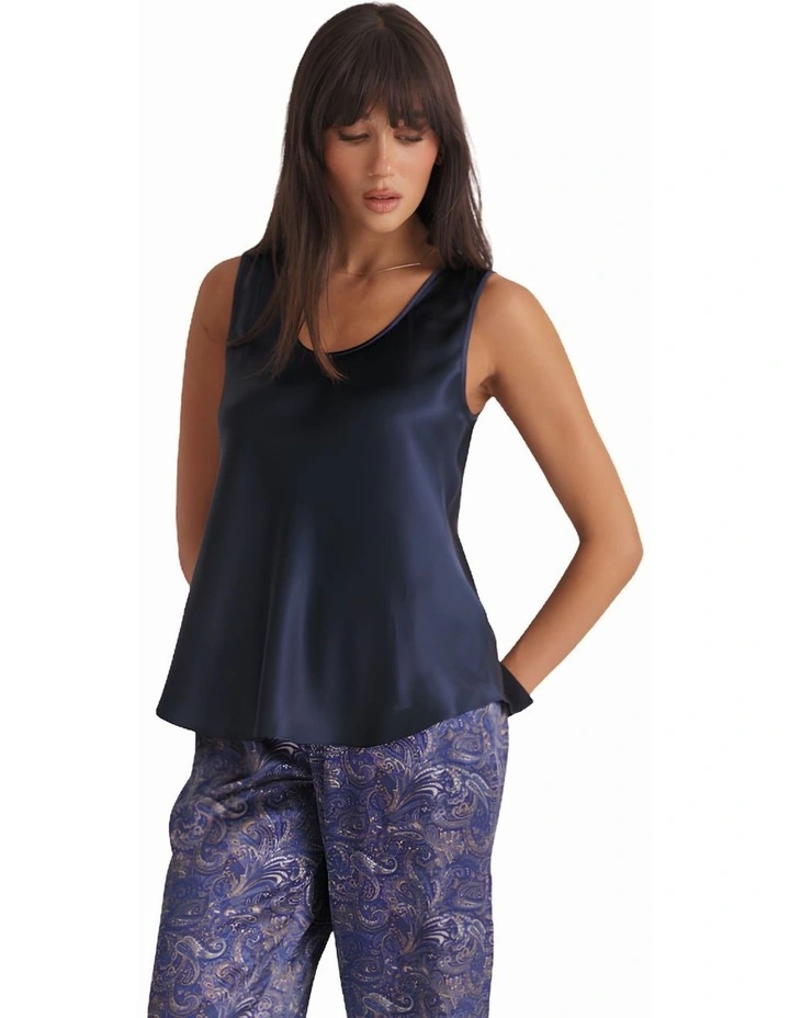 Pure Mono Silk Camisole in Navy image 1