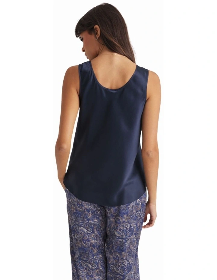 Pure Mono Silk Camisole in Navy image 2