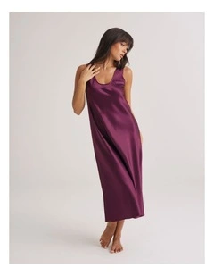 Silk Long Nightdress in Merlot