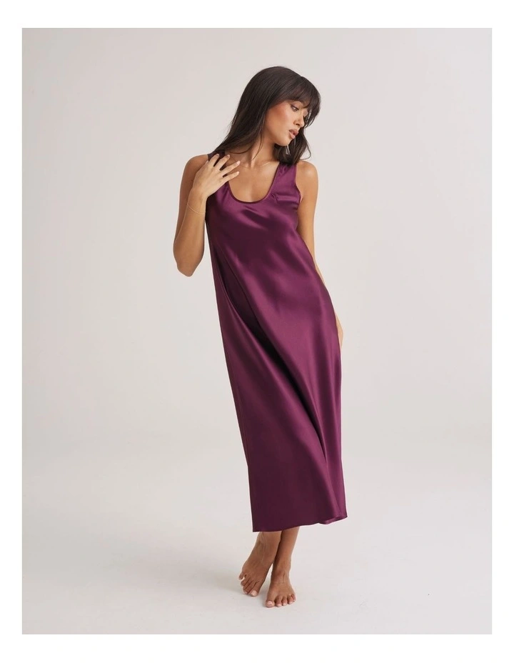 Silk Long Nightdress in Merlot image 1