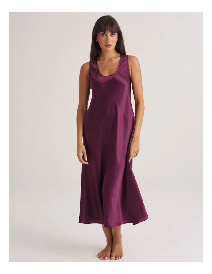 Silk Long Nightdress in Merlot image 3