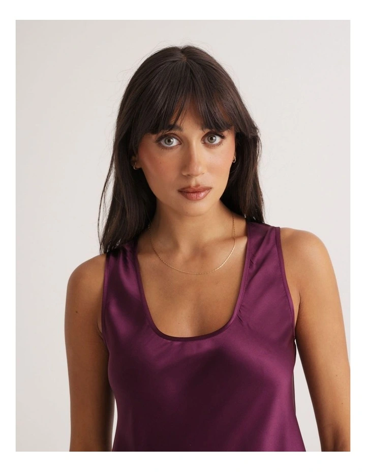 Silk Long Nightdress in Merlot image 4