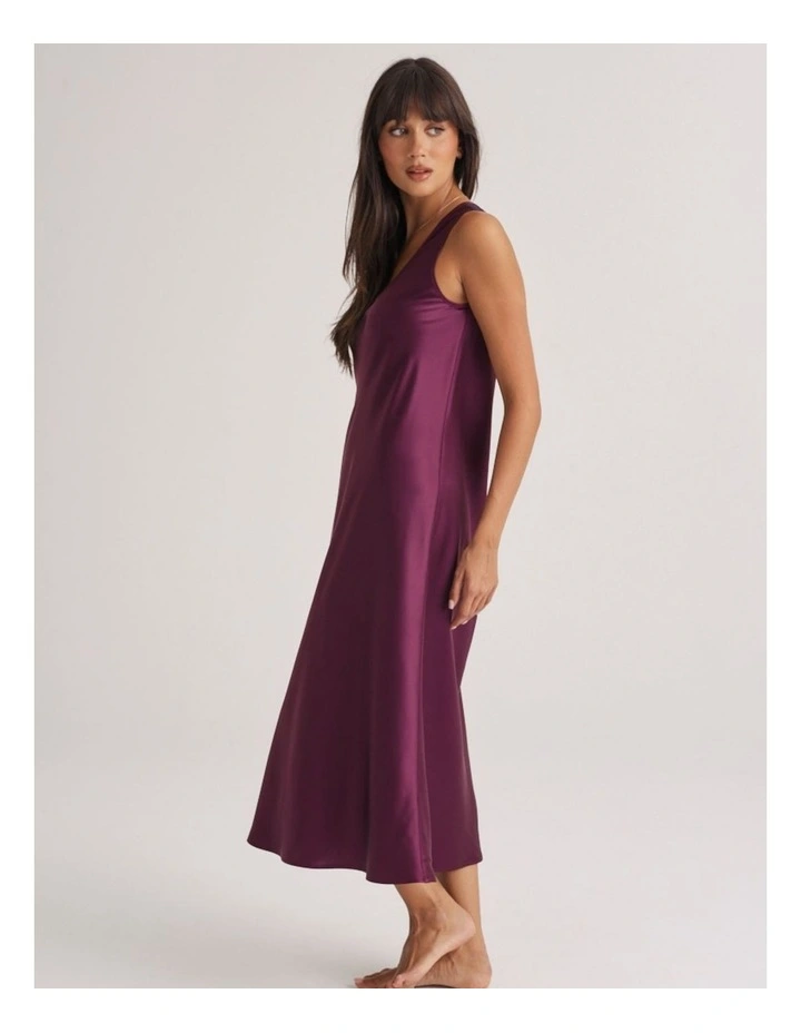 Silk Long Nightdress in Merlot image 5