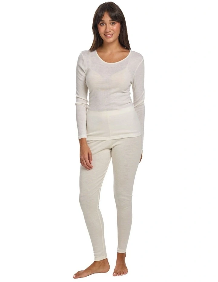Pure Merino Wool Legging in Ivory image 4