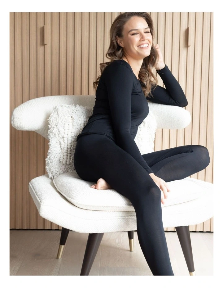 Pure Merino Wool Legging in Black image 2
