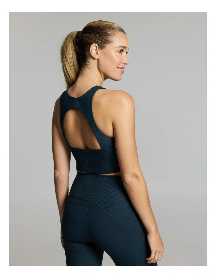 Luxesoft Rib Low Impact Longline Sports Bra Teal image 3