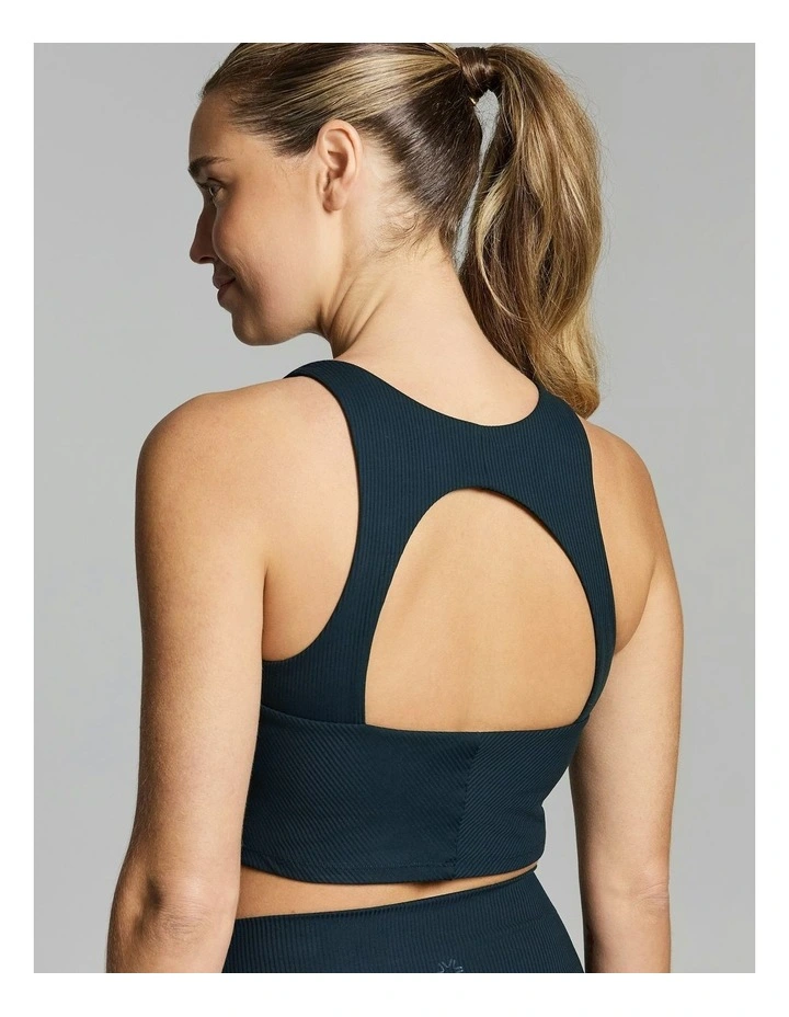 Luxesoft Rib Low Impact Longline Sports Bra Teal image 4