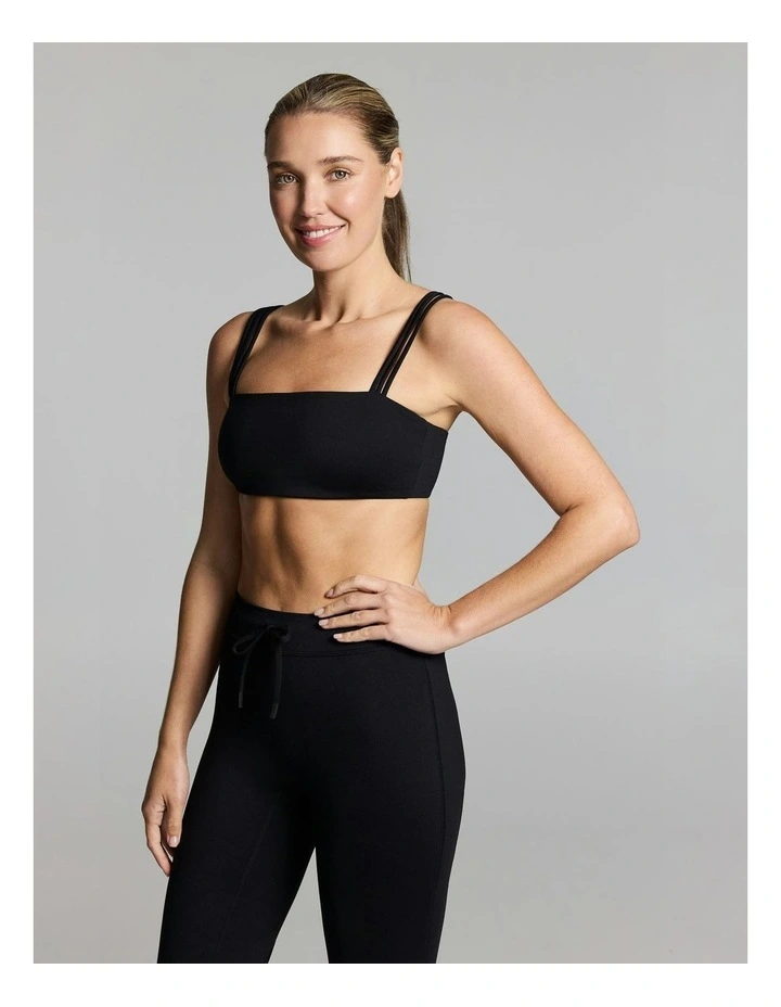 Strappy Bandeau Sports Bra Black image 2