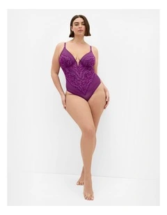 Ingrid Underwire Lace Bodysuit in Purple Iris