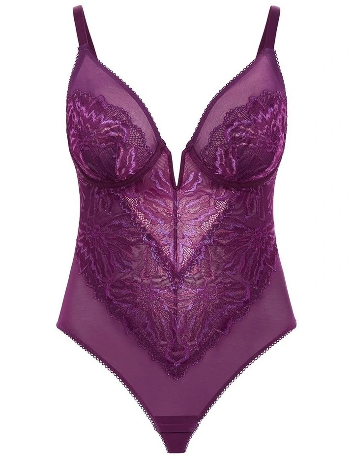 Ingrid Underwire Lace Bodysuit in Purple Iris image 3