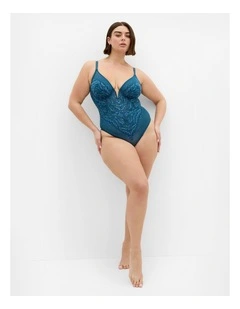 Ingrid Underwire Lace Bodysuit in Teal