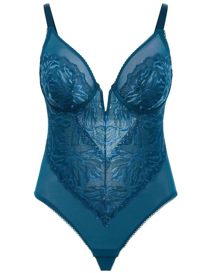 Ingrid Underwire Lace Bodysuit in Teal image 3
