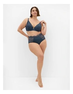 Lia Contour Plunge Lace Bra in Charcoal Blue