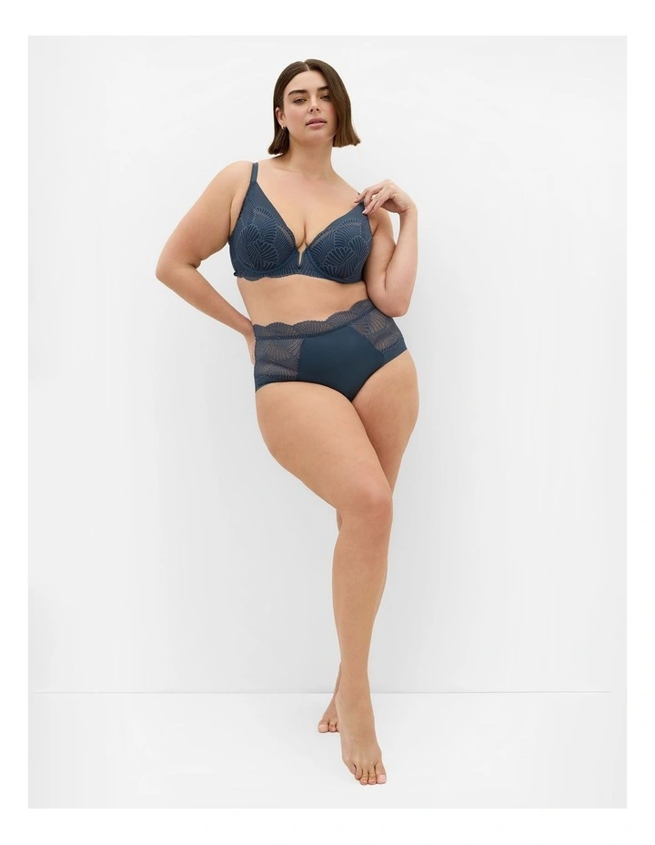 Lia Contour Plunge Lace Bra in Charcoal Blue image 1