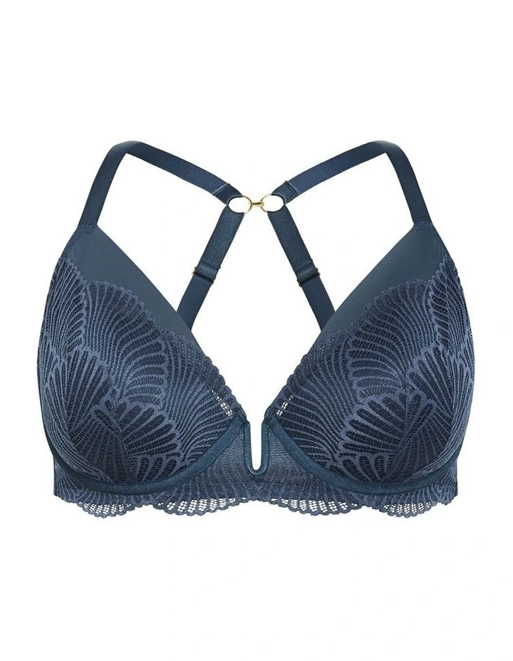 Lia Contour Plunge Lace Bra in Charcoal Blue image 3