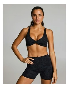 Seamless Twist Sports Bra Black Animal