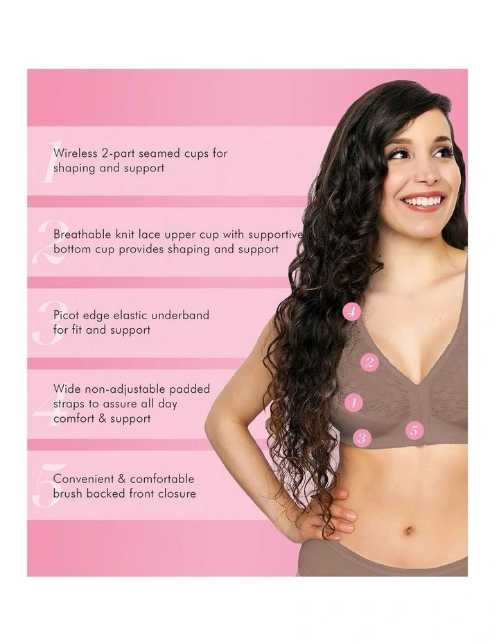 Front Close Wireless Lace Posture Support Bra image 3