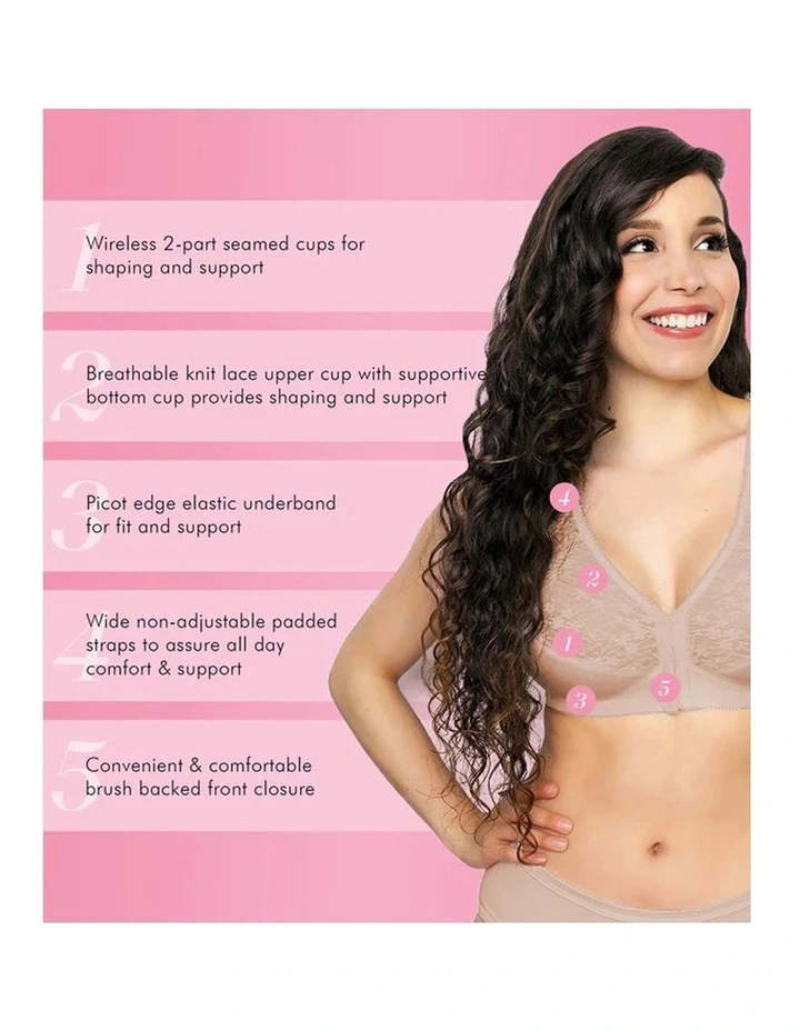 Front Close Wireless Lace Posture Support Bra image 5