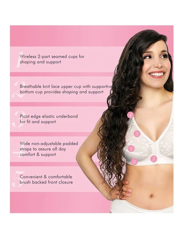Front Close Wireless Lace Posture Support Bra image 5