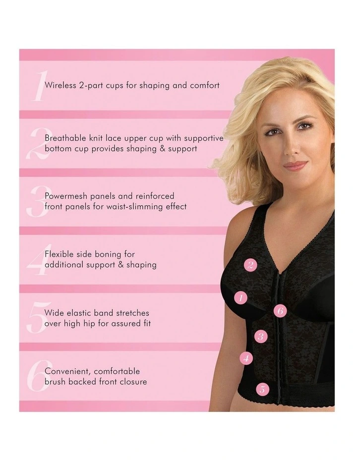 Front Close Bustier Longline Posture Support Bra image 3