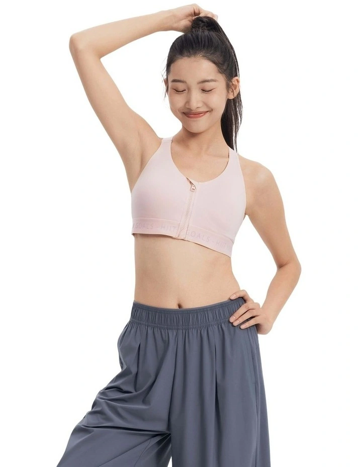 Decathlon - Women's High Support Zipped Sports Bra with Cups - Quartz Pink image 1