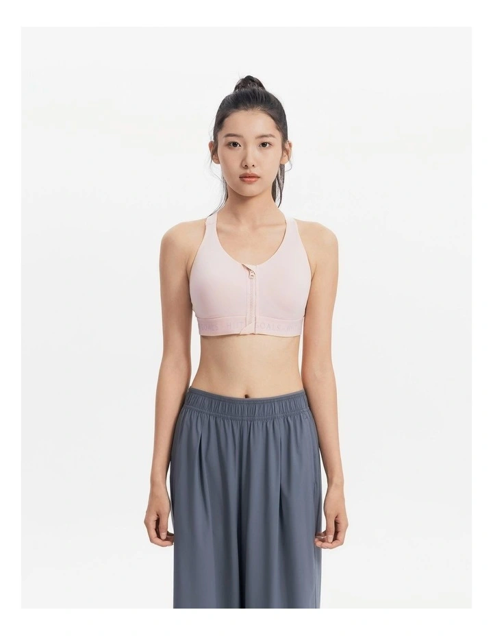 Decathlon - Women's High Support Zipped Sports Bra with Cups - Quartz Pink image 2