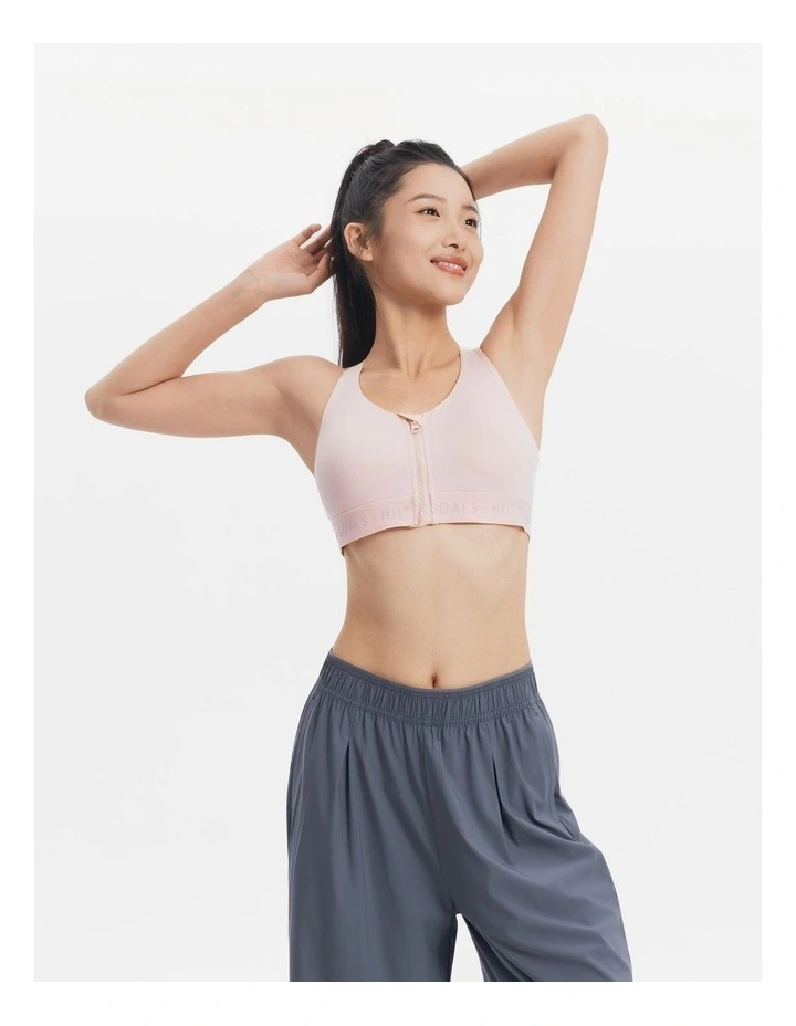 Decathlon - Women's High Support Zipped Sports Bra with Cups - Quartz Pink image 4
