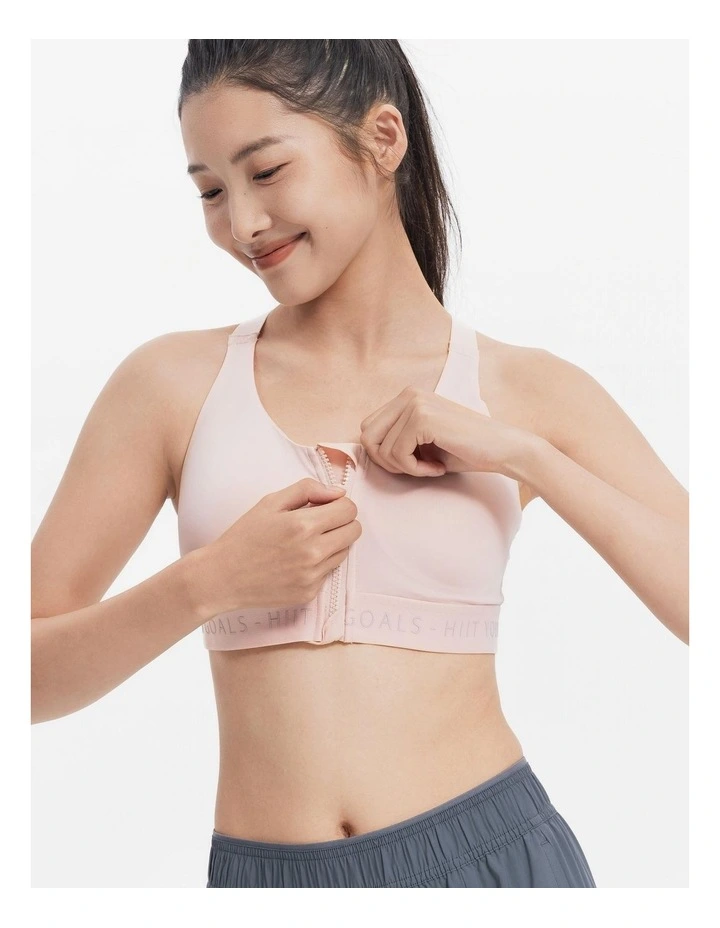 Decathlon - Women's High Support Zipped Sports Bra with Cups - Quartz Pink image 6