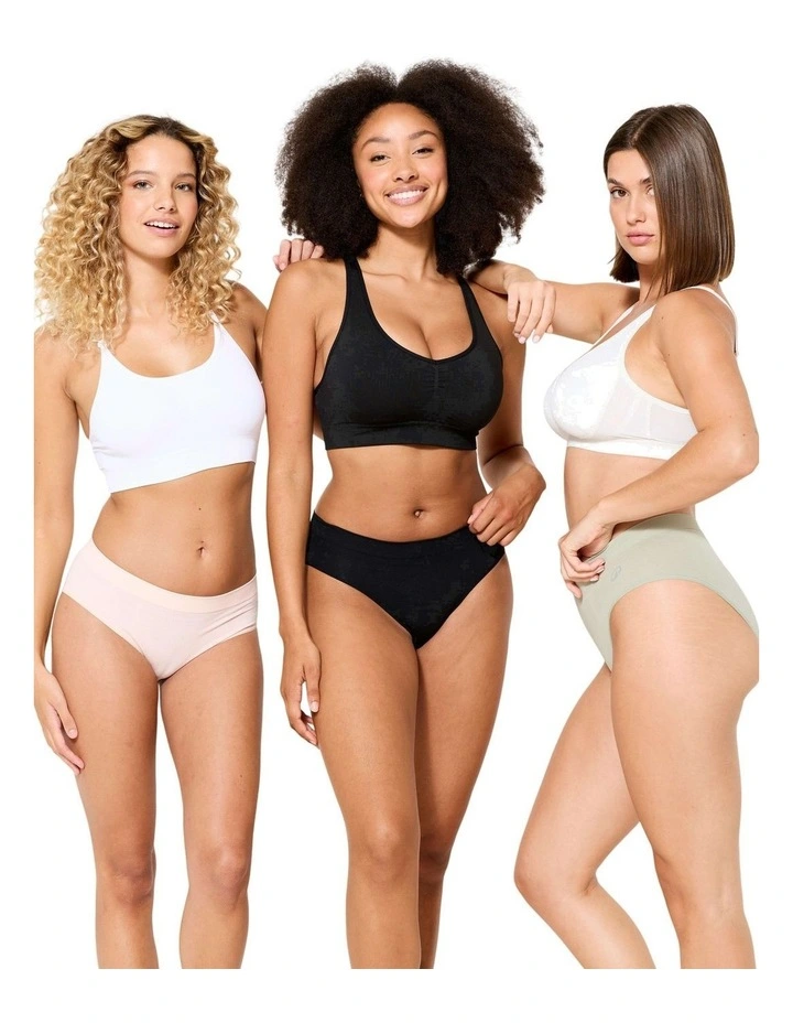 Decathlon - Women's Seamless Knickers Tri-Pack - Black/Quartz/Sage Grey image 1