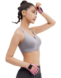 Decathlon - Women's High Support Zipped Sports Bra with Cups - Grey