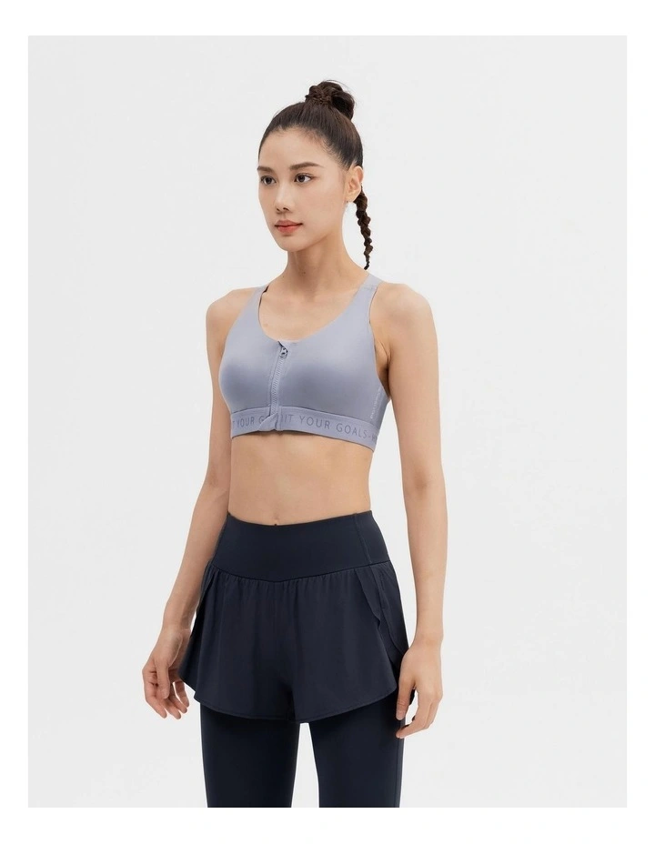 Decathlon - Women's High Support Zipped Sports Bra with Cups - Grey image 3
