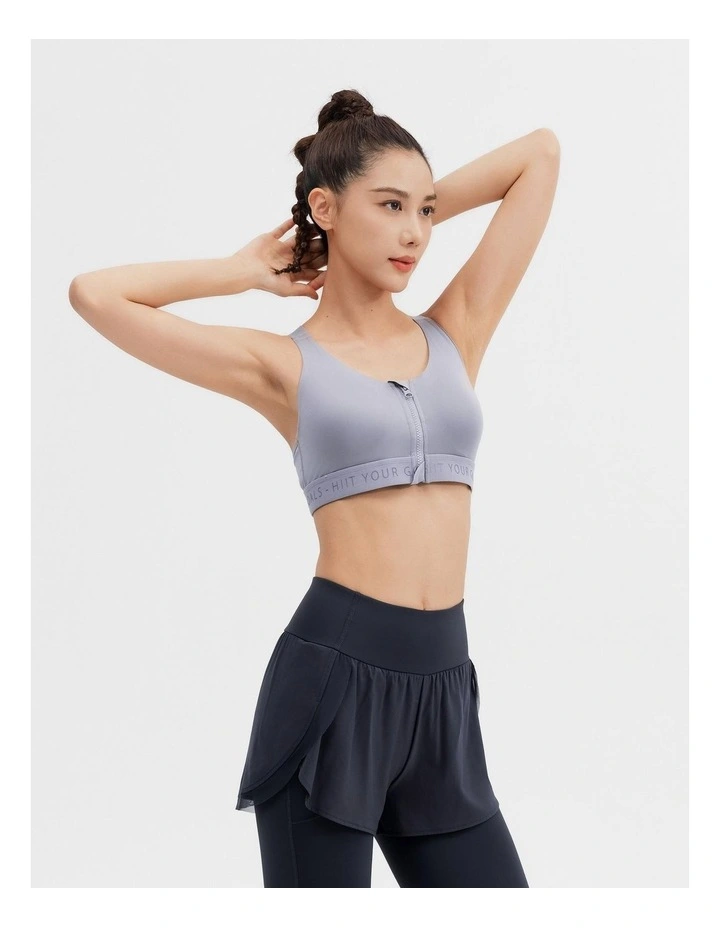 Decathlon - Women's High Support Zipped Sports Bra with Cups - Grey image 5