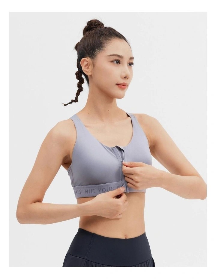 Decathlon - Women's High Support Zipped Sports Bra with Cups - Grey image 7