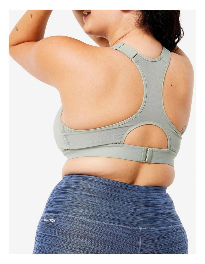 Decathlon - Women's High Support Adjustable Sports Bra with Cups - Sage Grey image 2