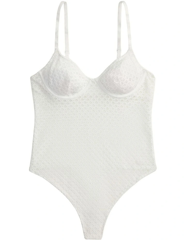 Cotton Eyelet Underwired Thong Back Lingerie Bodysuit image 4