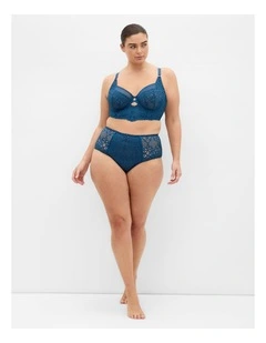 Plus Size Cassia Underwire Longline Bra  in poseidon
